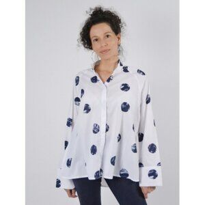 Kozan Sz. S Pippa Shirt in Navy Dots Artistic Whimsical Boho